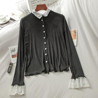 Lace Trim Cardigan 602 - Black - One Size