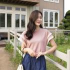 Layered-sleeve Fringe-trim T-shirt
