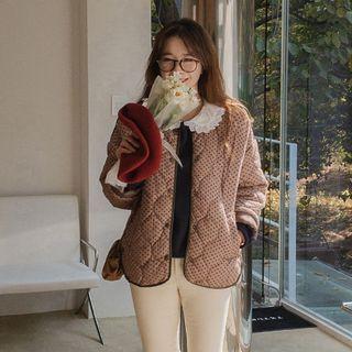 Contrast-trim Pattern Quilted Jacket