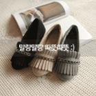 Chain-trim Fringed Faux-suede Loafers