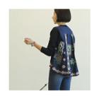 V-neck Embroidered-back Cardigan