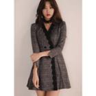 Glen Plaid Mini Coatdress With Choker