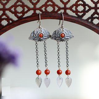 925 Sterling Silver Agate Fringed Earring As Shown In Figure - One Size