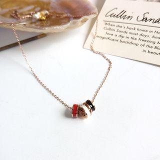 Ceramic Alloy Pendant Necklace 1 Pc - Necklace - Red & White & Black - One Size