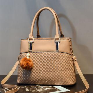 Bobble Charm Quilted Panel Crossbody Bag