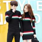 Couple Matching Striped Knit Pullover / Long-sleeve Dress