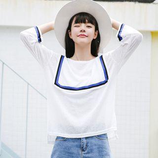Long-sleeve Sailor Collared T-shirt