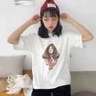 Cartoon Print Round-neck Loose-fit Short-sleeve T-shirt