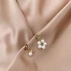 Asymmetric Beaded Sweetheart Drop Earrings Gold - One Size