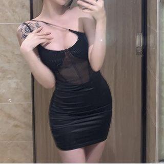 Diagonal Collar Sleeveless Dress