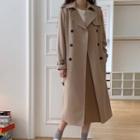 Plain Trench Coat As Shown In Figure - One Size