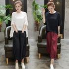 Set: Elbow-sleeve T-shirt + Wide Leg Pants