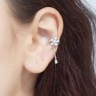 925 Sterling Silver Rhinestone Flower Dangle Earring 1 Pair - As Shown In Figure - One Size