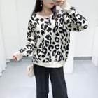 Leopard Print Sweater Almond - One Size