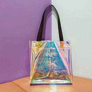 Smiley-printed Transparent Beach Bag