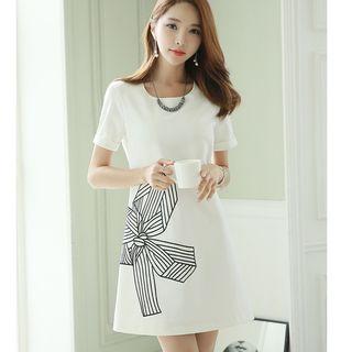 Embroidery Short Sleeve A-line Dress