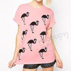 Flamingo Print Short-sleeve T-shirt
