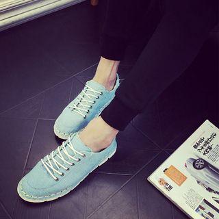 Stitched Lace-up Canvas Sneakers