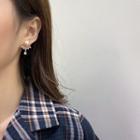 925 Sterling Silver Rhinestone Faux Pearl Ear Jacket 1 Pair - Pearl - One Size