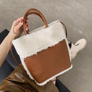 Fleece-lined Crossbody Bucket Bag