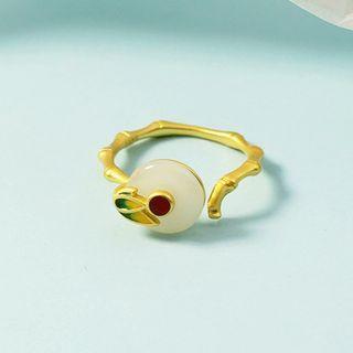 Faux Gemstone Alloy Open Ring 1 Pc - Gold - One Size