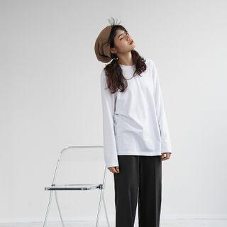 Round Collar Long-sleeved Top