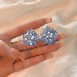 Flower Faux Pearl Fabric Earring