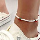Cherry Bead Anklet White - One Size