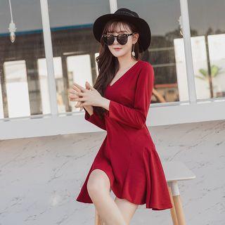 Lattice Long-sleeve Dress