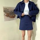 Plain Loose-fit Jacket / Slim-fit Skirt