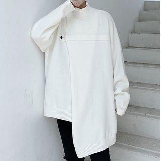 Plain Buttoned Loose-fit Sweater