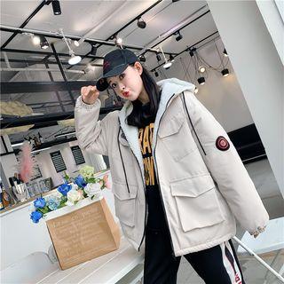 Lettering Hooded Utility Padded Jacket