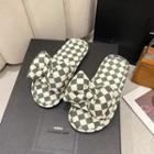 Checkered Bow Accent Slippers