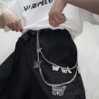 Layered Butterfly Charm Chain Silver - One Size