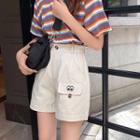 Eyes Embroidered High-waist Shorts