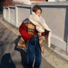 Knit-sleeve Plaid Shirt Jacket