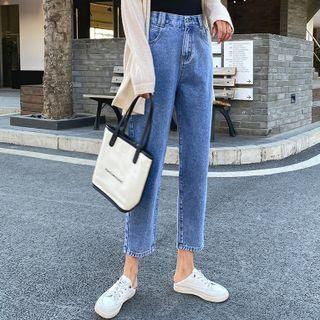 High-waist Cropped Denim Wide-leg Pants