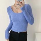 Long Sleeve Knitted Crop Top