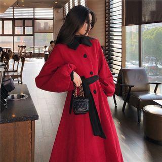Single-breasted Sashed A-line Coat