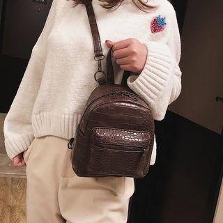 Croc Grain Faux Leather Backpack