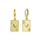 Fashion Simple Plated Gold Poker A Earrings Golden - One Size
