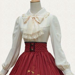 Bow Detail Frill Trim Long-sleeve Chiffon Blouse