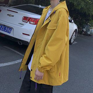 Couple-matching Plain Cargo Hooded Jacket