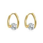 Rhinestone Hoop Earring 1 Pair - 01 - Gold - One Size