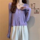 Long-sleeve V-neck Sheer Cardigan