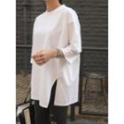 3/4-sleeve Slit-front Top