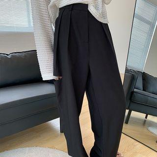 High-waist Distressed Dress Pants