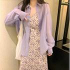 Spaghetti Strap Floral Print Midi A-line Dress / Shirt