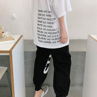 Pocket-front Letter-printed Boxy T-shirt