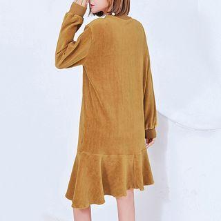 Lettering Corduory Pullover Dress